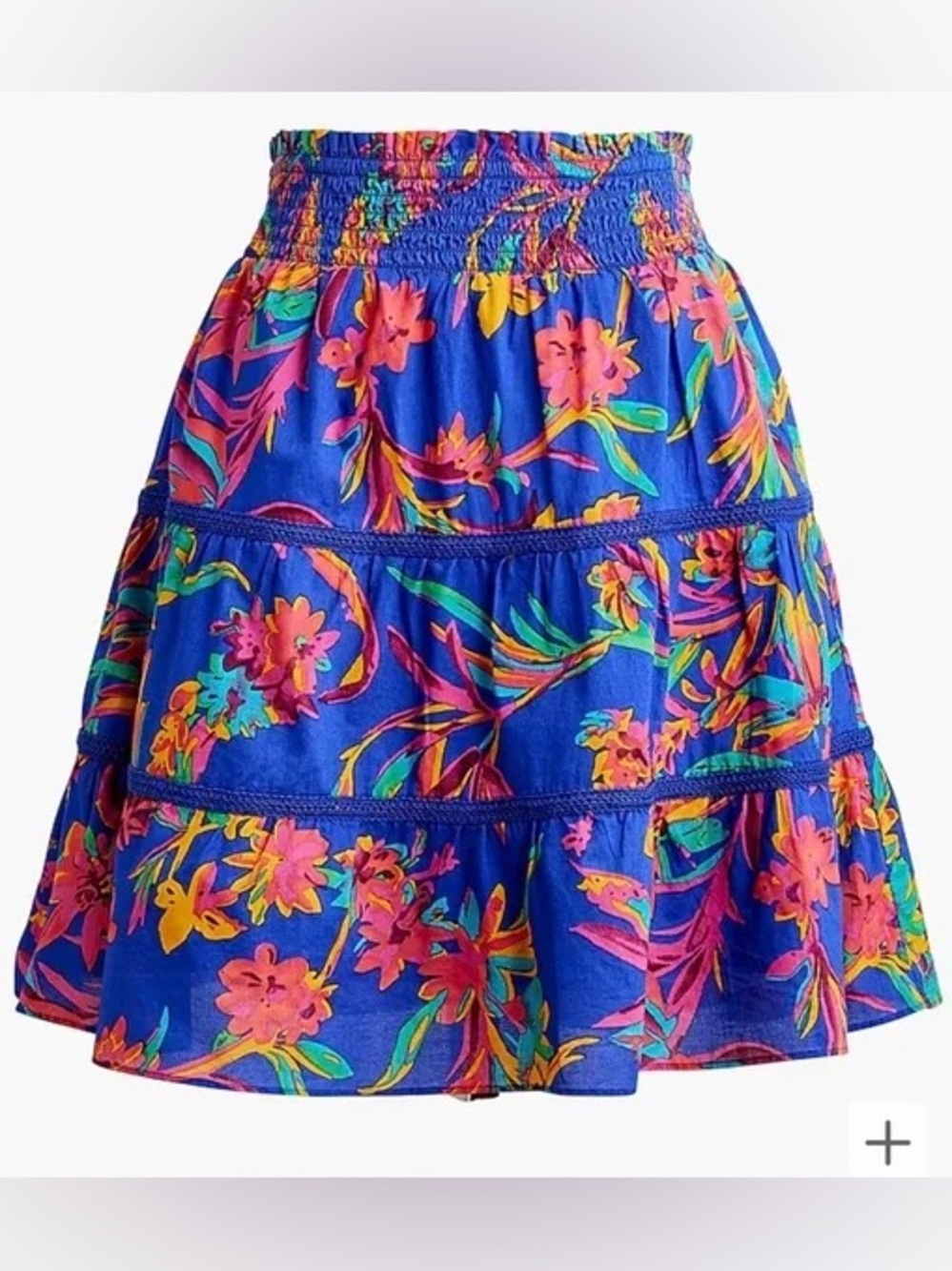 J.Crew Factory - blue floral smocked tiered mini skirt - Size M